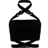 Top corto con tirantes de Techwear negro